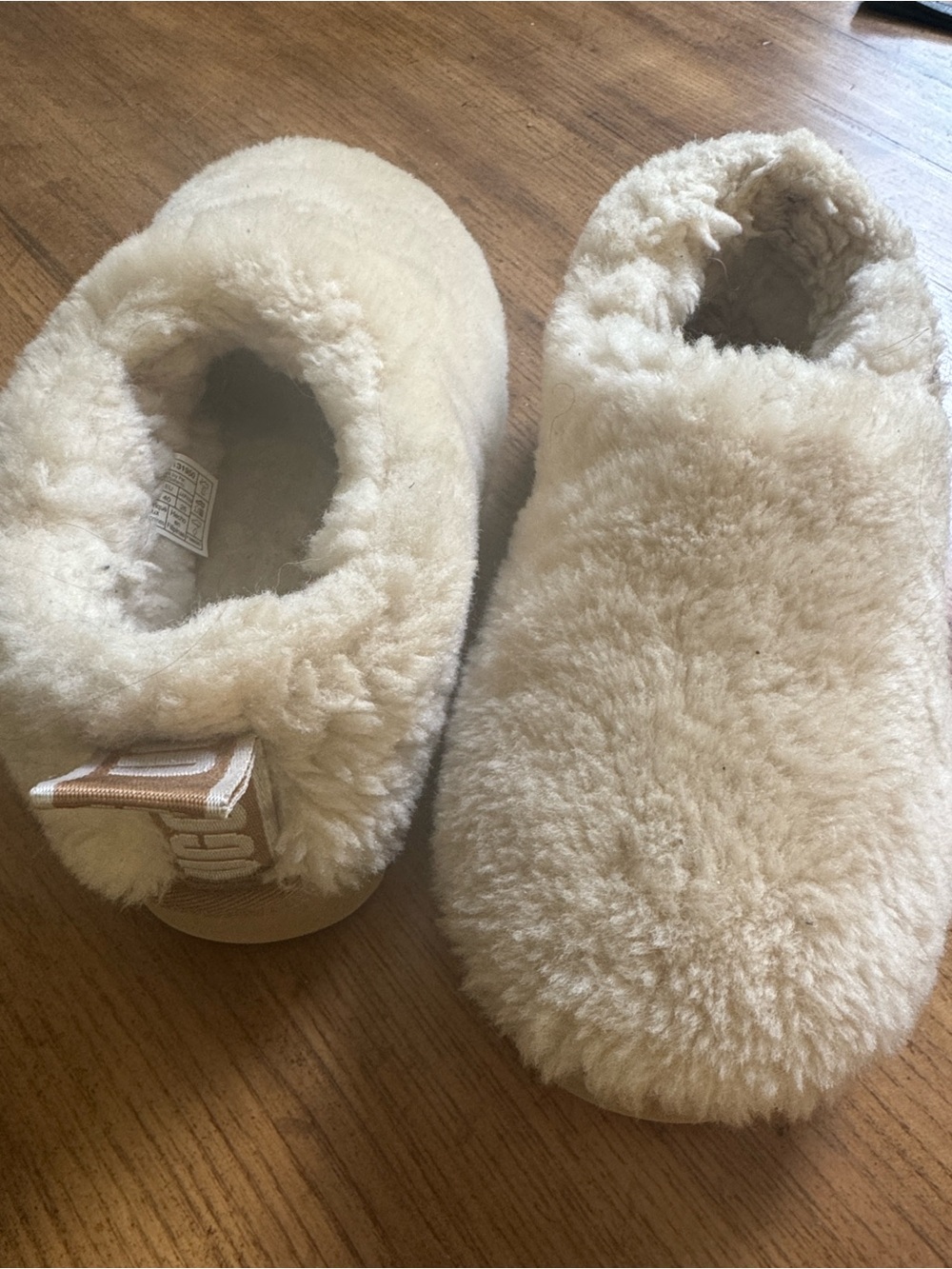 UGG Cream Shearling Fuzzy Slip-On Slippers